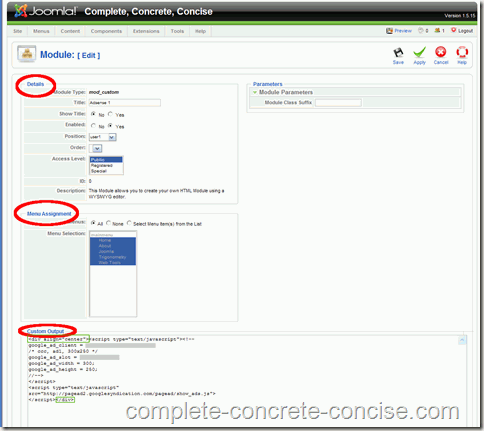 adsense-joomla-module-edit-parameters