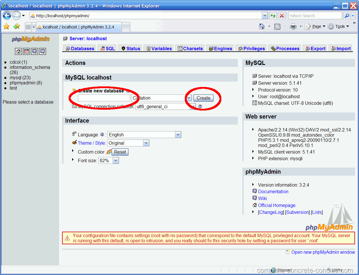 mysql create database utf8 example