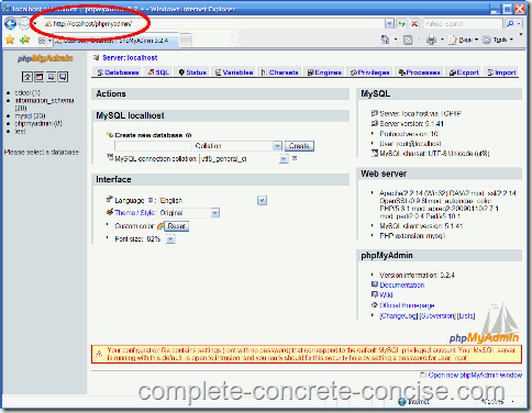 Mysql admin default password