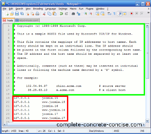 name domain localhost change ip concise concrete complete containing lines section box