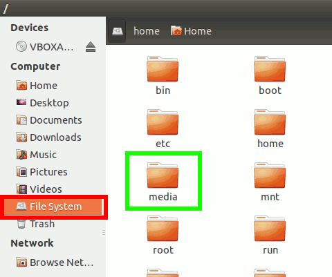 virtual box shared folder