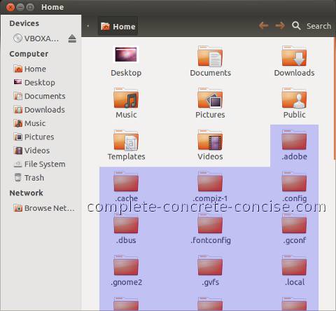 show hidden files ubuntu file explorer